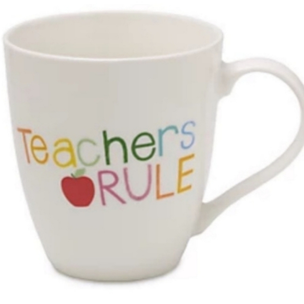 TEACHER Pfaltzgraff White Teachers Rule Coffee Mug! 18oz Gift
